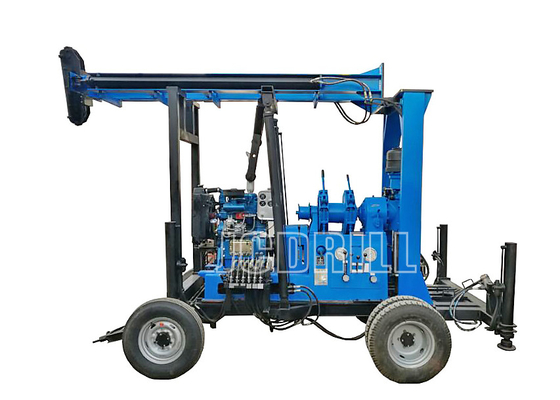 Un bon prix. Base de remorque Un homme, puits de forage, entraîné par moteur diesel, profondeur de 400 m en ligne
